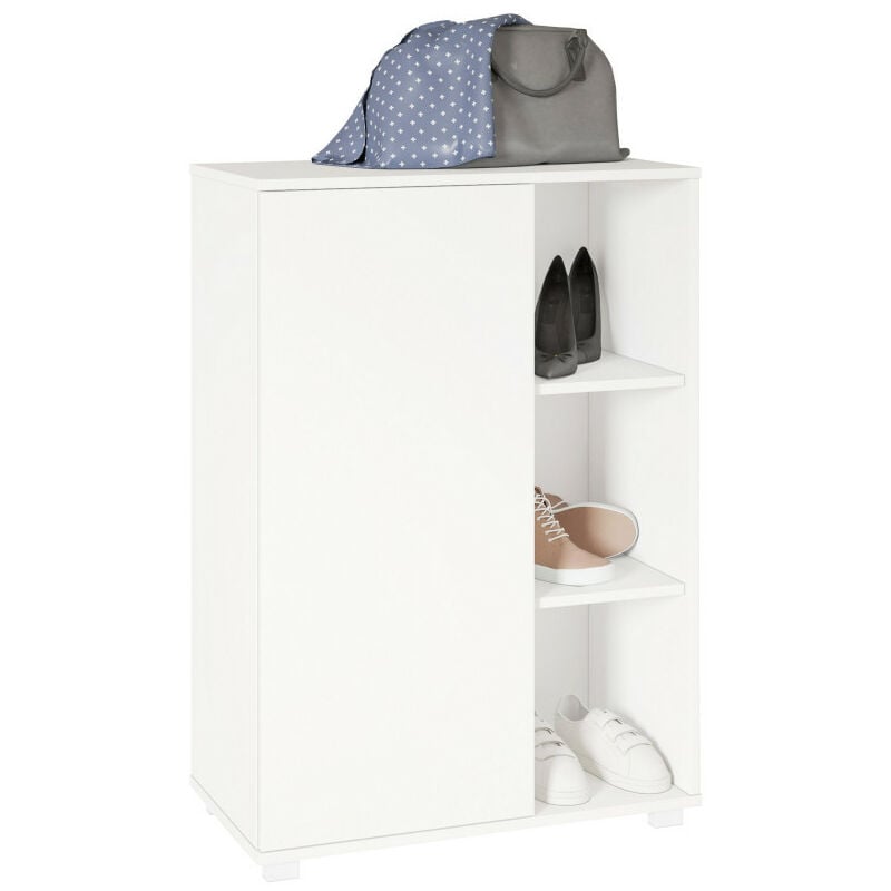 Beaux Meubles Pas Chers - Armoirette 1 Porte 6 Niches 9 Paires Blanc l 67.5 h 96.5 p 35 cm