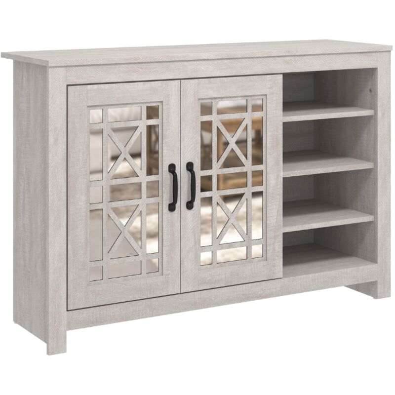 Meuble à chaussures 16 paires avec 2 portes Galano Isadora,112.5cm w x 34cm d x 76.2cm h – Couleur chêne gris poussiéreux