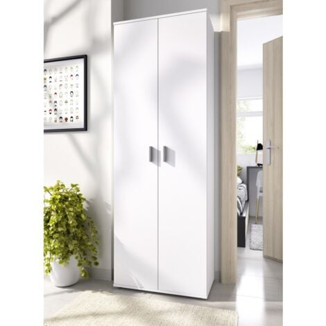 ABITARE Meuble à chaussures 190 cm blanc mat avec deux portes et six étagères - New York