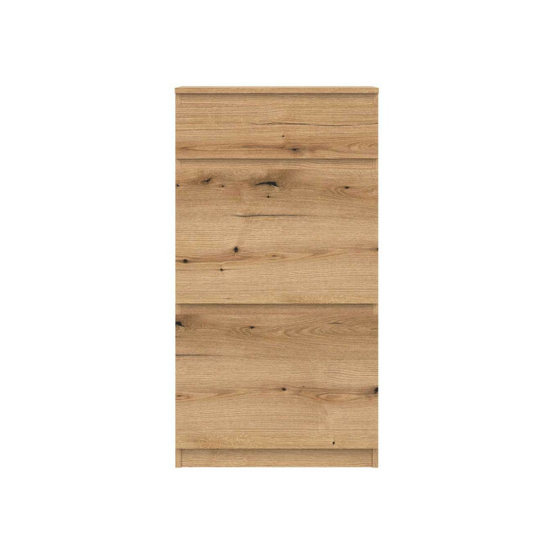 Meuble à chaussures 2 abattants 1 tiroir Bois clair - qiz - l 60 x l 30 x h 113 cm