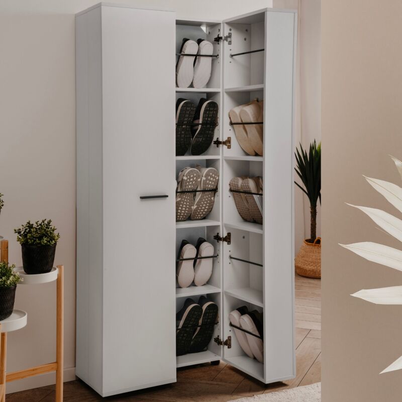 Terre De Nuit - Meuble à chaussures 2 portes 35 paires blanc