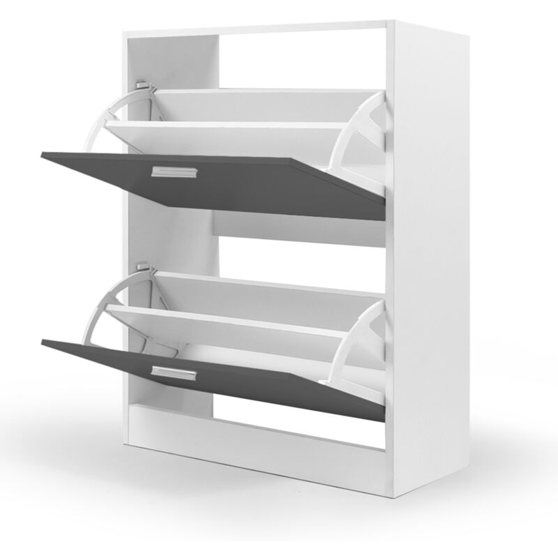 Idmarket - Meuble à chaussures 12 paires klark blanc 2 portes grises