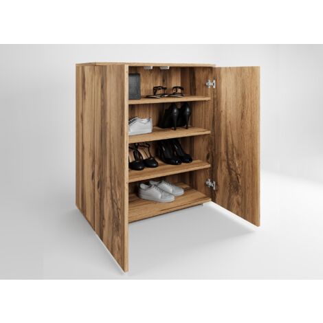 Meuble à chaussures 2 portes et 4 tiroirs en bois BAKI