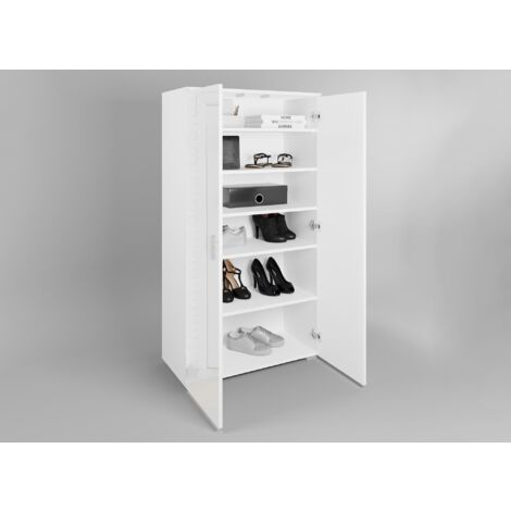 Meuble à chaussures 2 portes et 6 tiroirs blanc BAKI