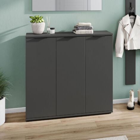 Meuble à chaussures 3 portes 113x37x108 cm gris foncé