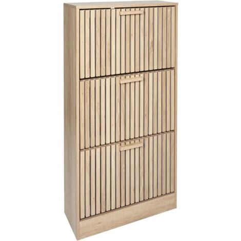 THE HOME DECO FACTORY Meuble à chaussures 3 portes en bois Klaus