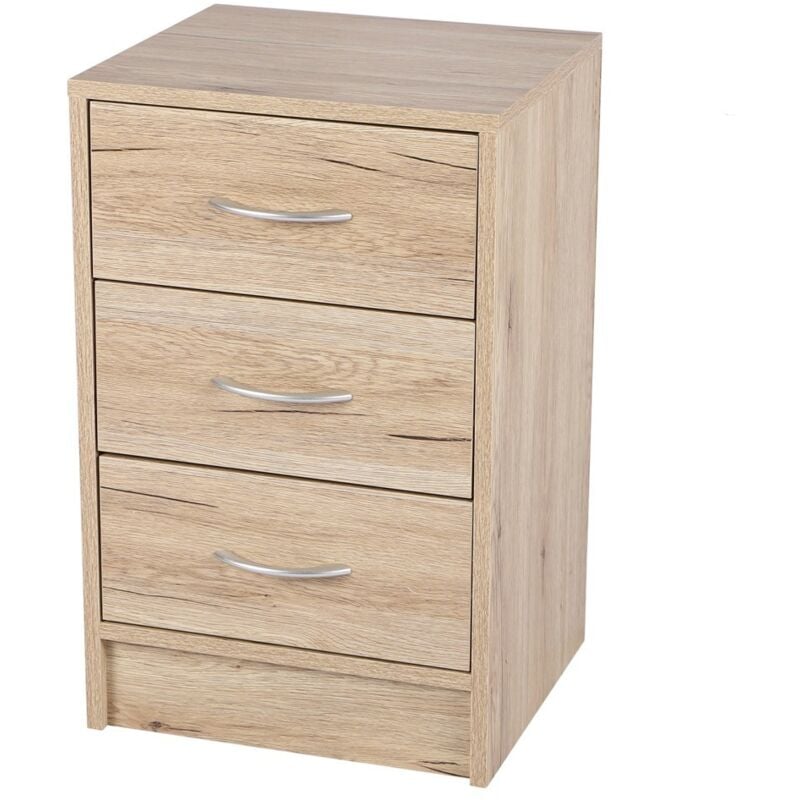 Meublorama - Meuble à chaussures 3 tiroirs – 38x34x60 cm, coloris chêne sonoma – Collection sonoria