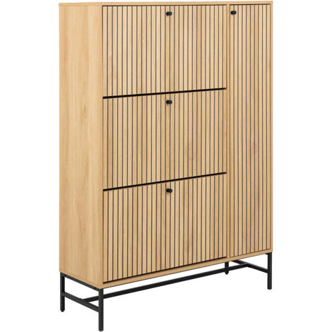 Meuble à chaussures 4 portes 99x35x140 cm naturel - SUAO