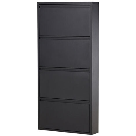 Meuble à chaussures 4 portes en métal H136cm - Noir - Ushuaia