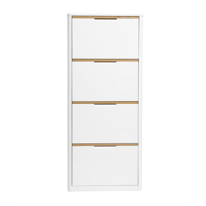 Miliboo - Meuble à chaussures 4 portes finition blanc laqué brillant L68 cm kirk