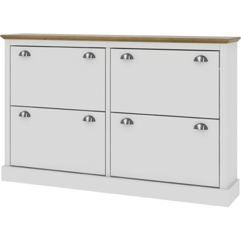 Meuble à Chaussures Moderne 108.5x24x100cm - Avec 4 Portes - MDF - Naturel