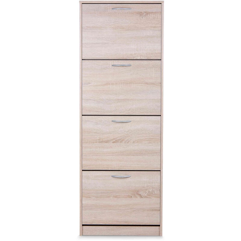 Terre De Nuit - Meuble à chaussures 4 tiroirs en bois imitation chêne - MC7042
