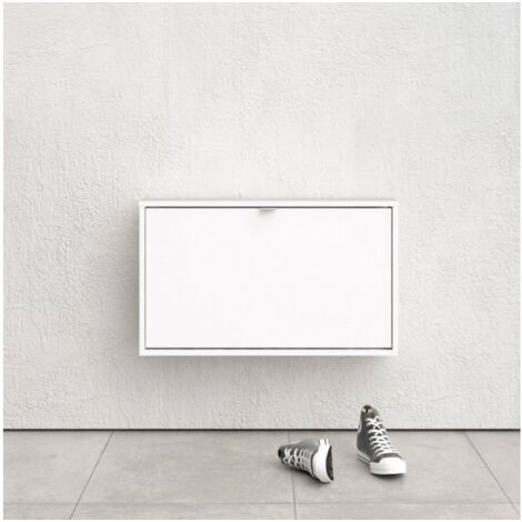 Meuble à chaussures 42 cm Blanc mat avec un rabat Blanc