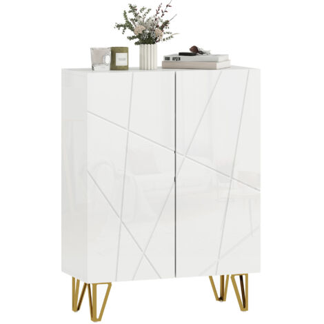 Meuble à chaussures à 2 portes, étagère à chaussures, rangement pour chaussures avec 3 étagères réglables, 72 x 31,5 x 95 cm, blanc