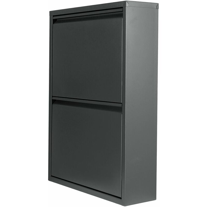 Meuble à chaussures à 2 tiroirs inclinables gris