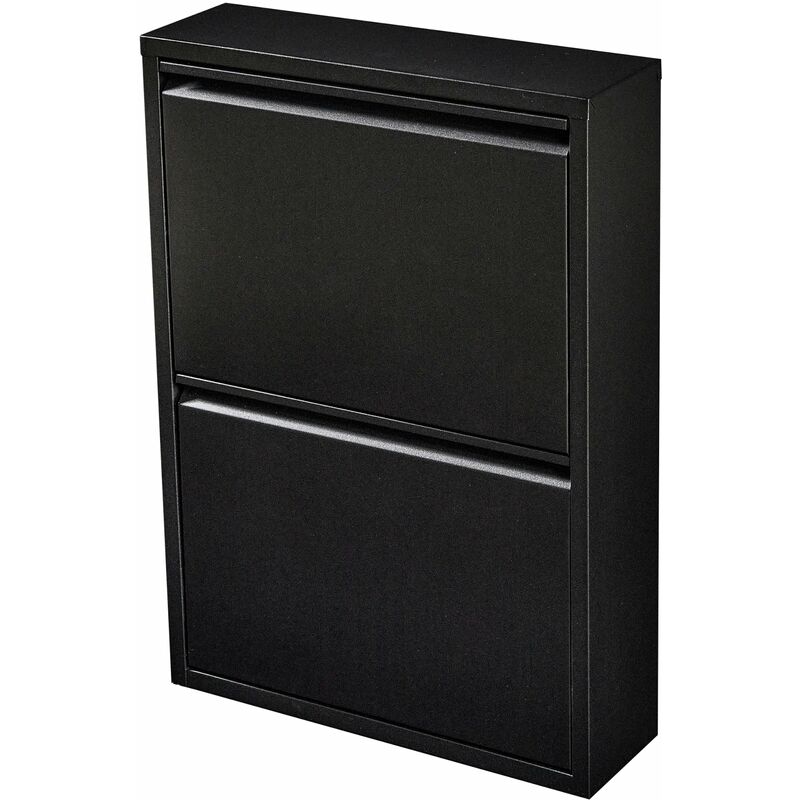 Meuble à chaussures à 2 tiroirs inclinables noir