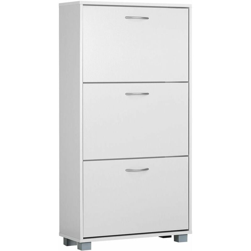 Meuble à chaussures 3 abattants 115x60x24cm Armoire de rangement 18 paires Étagère couloir entrée Blanc