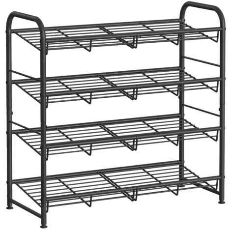 Meuble à Chaussures à 4 Niveaux, Étagère Rangement Empilable, en Métal, 68,5 x 27,5 x 65 cm, pour Talons Hauts, Baskets, Pantoufles, dans Entrée, Noir