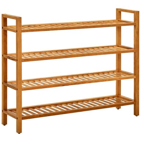 Meuble à chaussures à 4 niveaux,Porte-chaussures,Étagère à chaussures 100x27x80 cm Chêne massif - DH68784