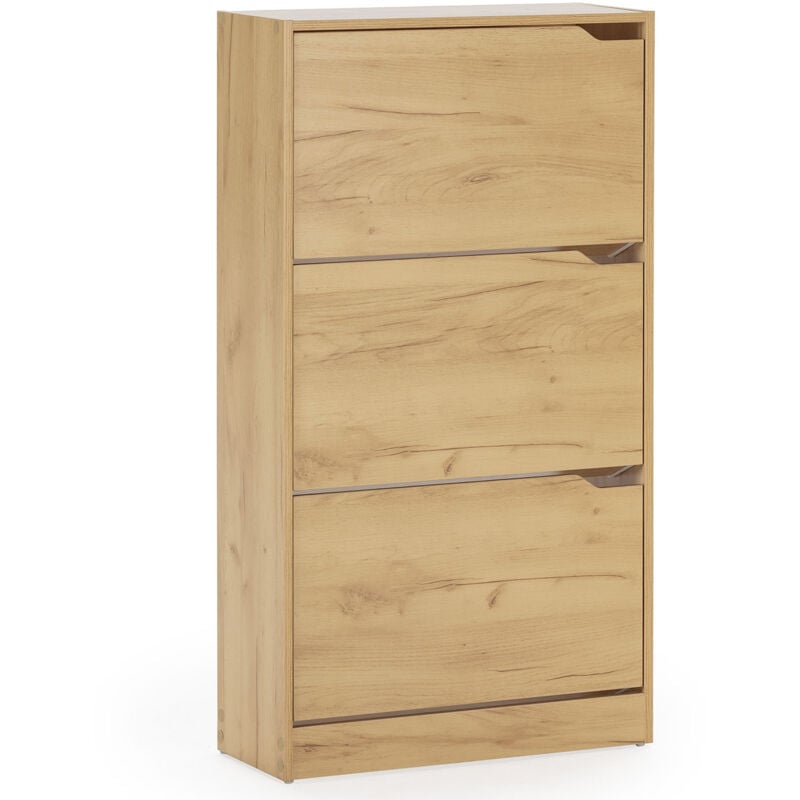 Vs Venta-stock - Meuble à chaussures Angel 3 portes couleur chêne clair, pour 18 paires