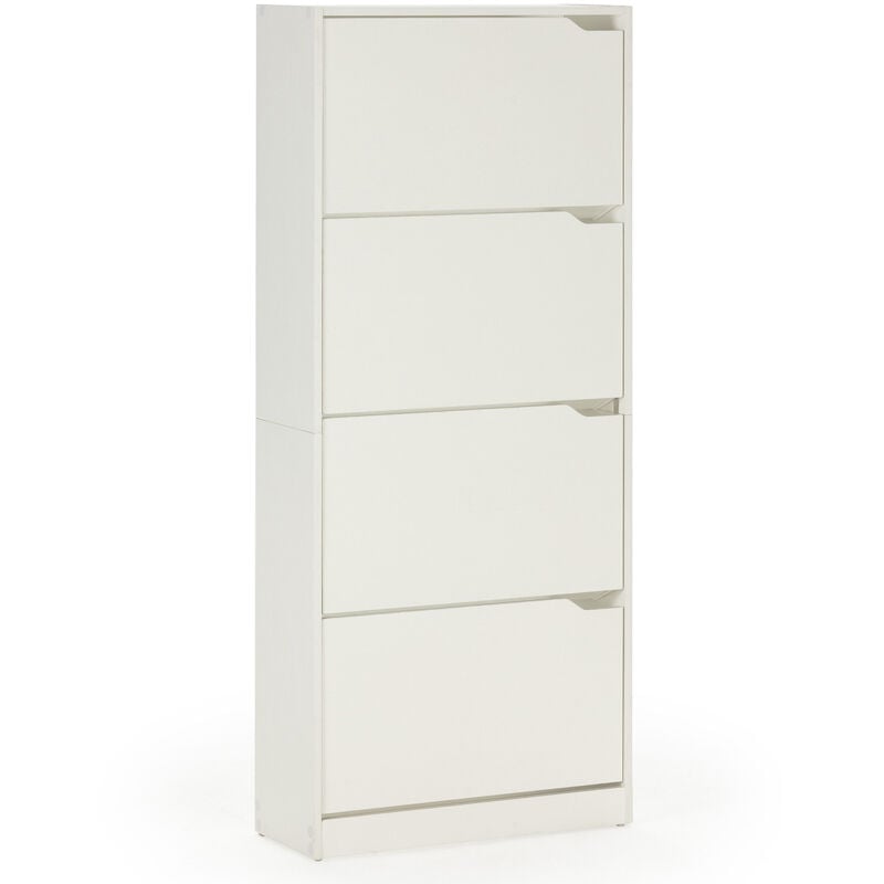 Meuble à chaussures Angel, 4 portes, couleur blanche, pour 24 paires