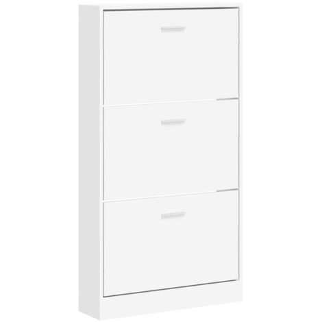 Meuble à chaussures  Armoire à chaussure  Meuble d'entrée  Blanc 59x17x108 cm Bois d'ingénierie -27012