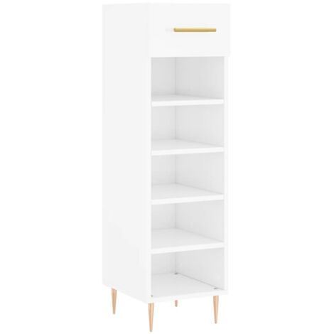 Meuble à chaussures  Armoire à chaussure  Meuble d'entrée  Blanc brillant 30x35x105 cm Bois ingénierie -68985