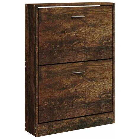 Meuble à chaussures  Armoire à chaussure  Meuble d'entrée  Chêne fumé 59x17x81 cm Bois d'ingénierie -32631