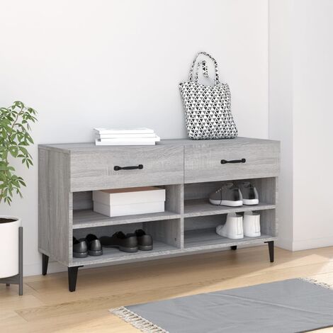 Meuble à chaussures  Armoire à Chaussures  Etagère de Rangement Sonoma gris 102x35x55 cm Bois d'ingénierie DNBD40633