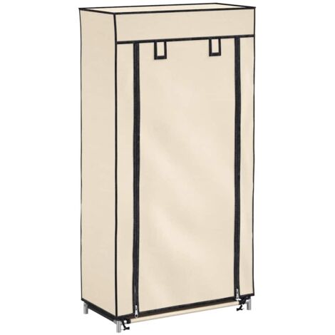 Meuble à chaussures  Armoire à chaussures, Facile à Monter avec housse Crème 58x28x106 cm Tissu -81667