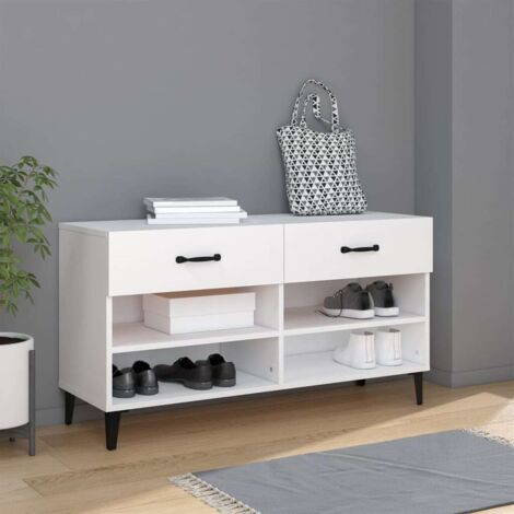 Meuble à chaussures  Armoire à chaussures, Facile à Monter Blanc 102x35x55 cm Bois d'ingénierie -13400