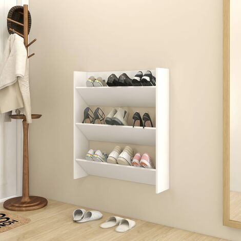 Meuble à chaussures Armoire à chaussures, Facile à Monter murale Blanc 80x18x90 cm Aggloméré -55969