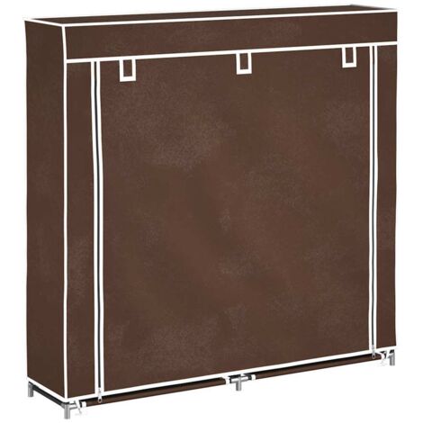 Meuble à Chaussures Armoire à Chaussures  Meuble d'entrée avec housse 115 x 28 x 110 cm Tissu Marron 90302