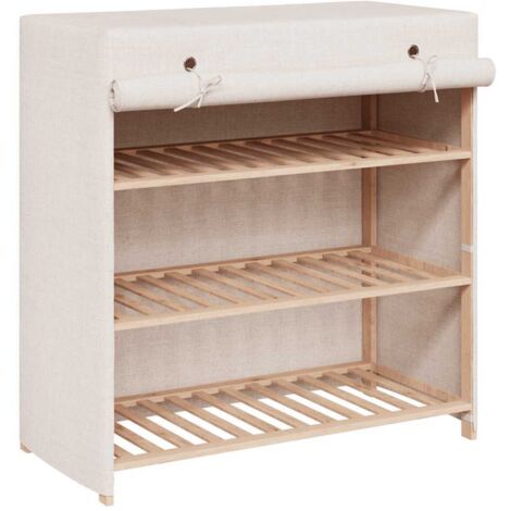 Meuble à Chaussures Armoire à Chaussures  Meuble d'entrée avec housse Blanc 79x40x80 cm  Tissu 29503