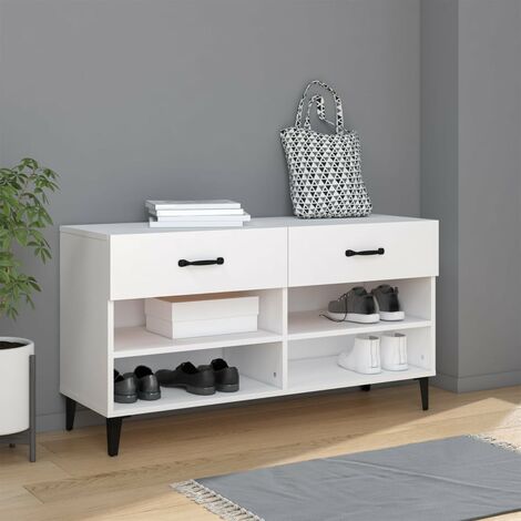 Meuble à Chaussures Armoire à Chaussures  Meuble d'entrée Blanc 102x35x55 cm Bois d'ingénierie 89669