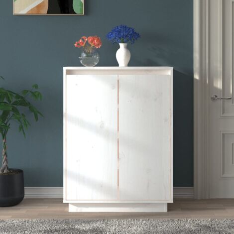 Meuble à Chaussures Armoire à Chaussures  Meuble d'entrée Blanc 60x35x80 cm Bois de pin massif 23835