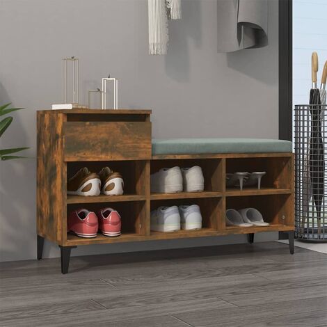 Meuble à Chaussures Armoire à Chaussures  Meuble d'entrée Chêne fumé 102x36x60 cm Bois d'ingénierie 28563