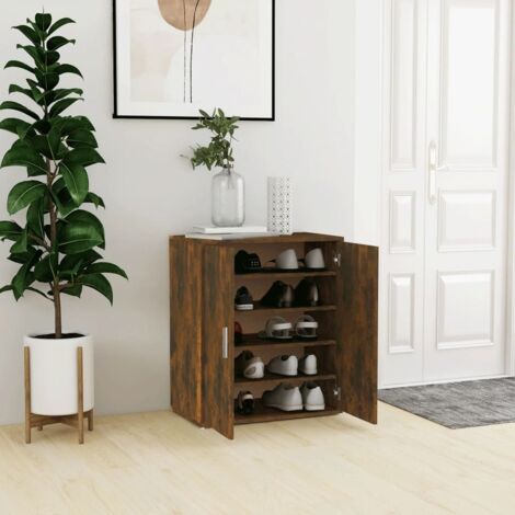 Meuble à Chaussures Armoire à chaussures  Meuble d'entrée Chêne fumé 60x35x70 cm Bois d'ingénierie 58489