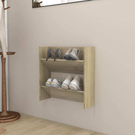 Meuble à Chaussures Armoire à Chaussures  Meuble d'entrée murale Chêne Sonoma 60x18x60 cm Aggloméré 72573
