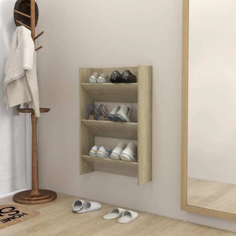 Meuble à Chaussures Armoire à Chaussures  Meuble d'entrée murale Chêne Sonoma 60x18x90 cm Aggloméré 23536