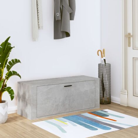 Meuble à Chaussures Armoire à Chaussures  Meuble d'entrée murale Gris béton 100x35x38 cm 46317
