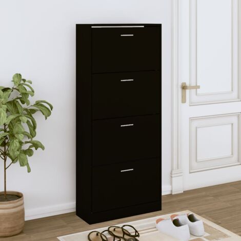 Meuble à Chaussures Armoire à Chaussures  Meuble d'entrée Noir 63x24x147 cm Bois d'ingénierie 67926