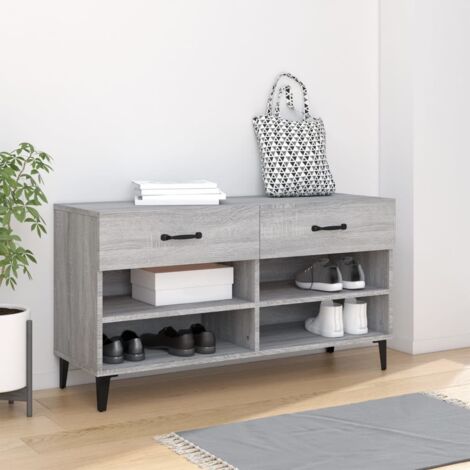 Meuble à Chaussures Armoire à chaussures  Meuble d'entrée Sonoma gris 102x35x55 cm Bois d'ingénierie 78343