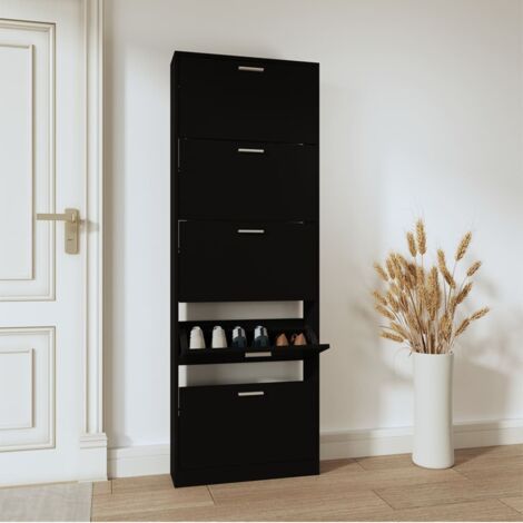 Meuble à chaussures  Armoire à chaussures Noir 59x17x169 cm Bois d'ingénierie CFW77954
