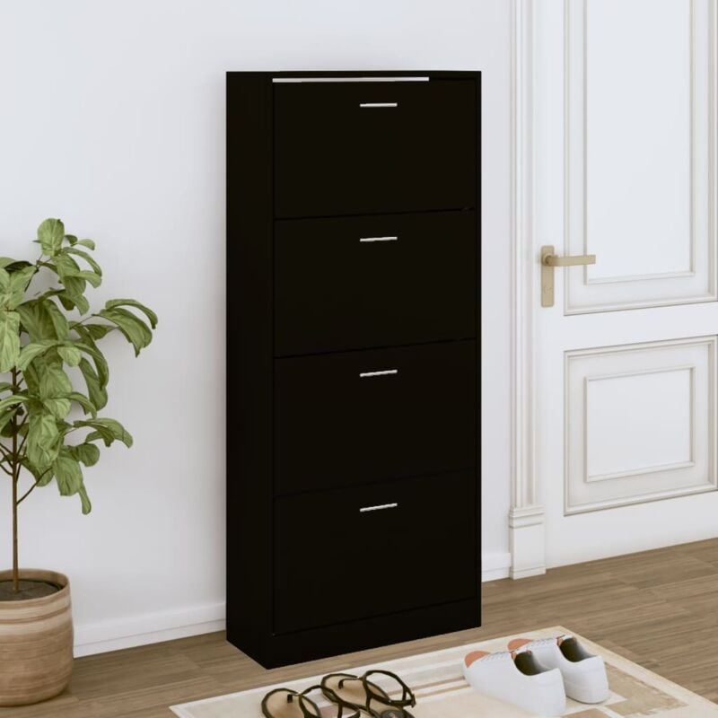 Meuble à chaussures Armoire à chaussures Noir 63x24x147 cm Bois d'ingénierie CFW98663