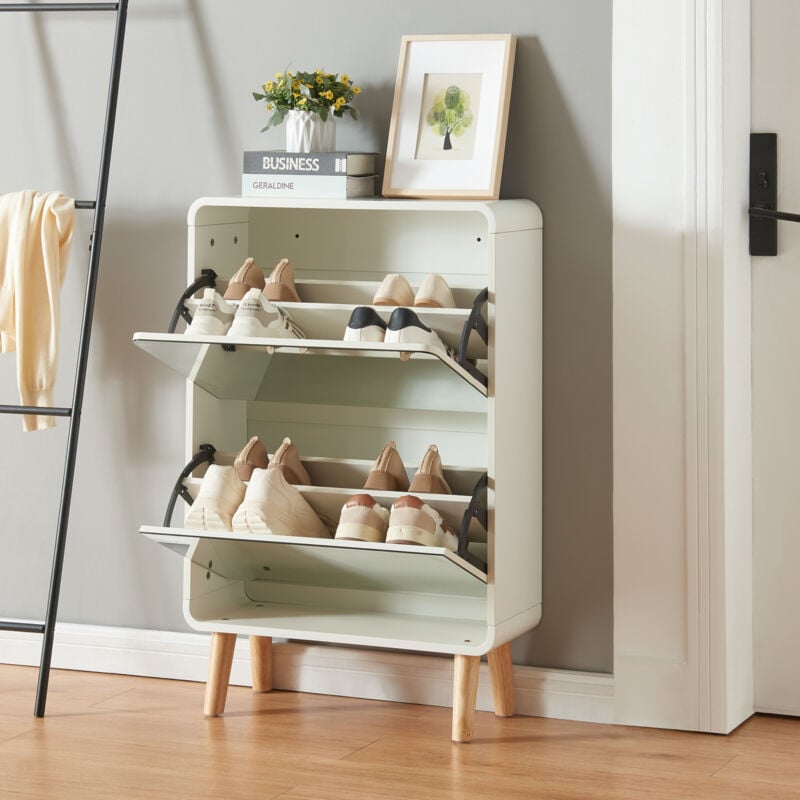 [en.casa] - Meuble à chaussures Aure 96 x 63 x 24 cm blanc