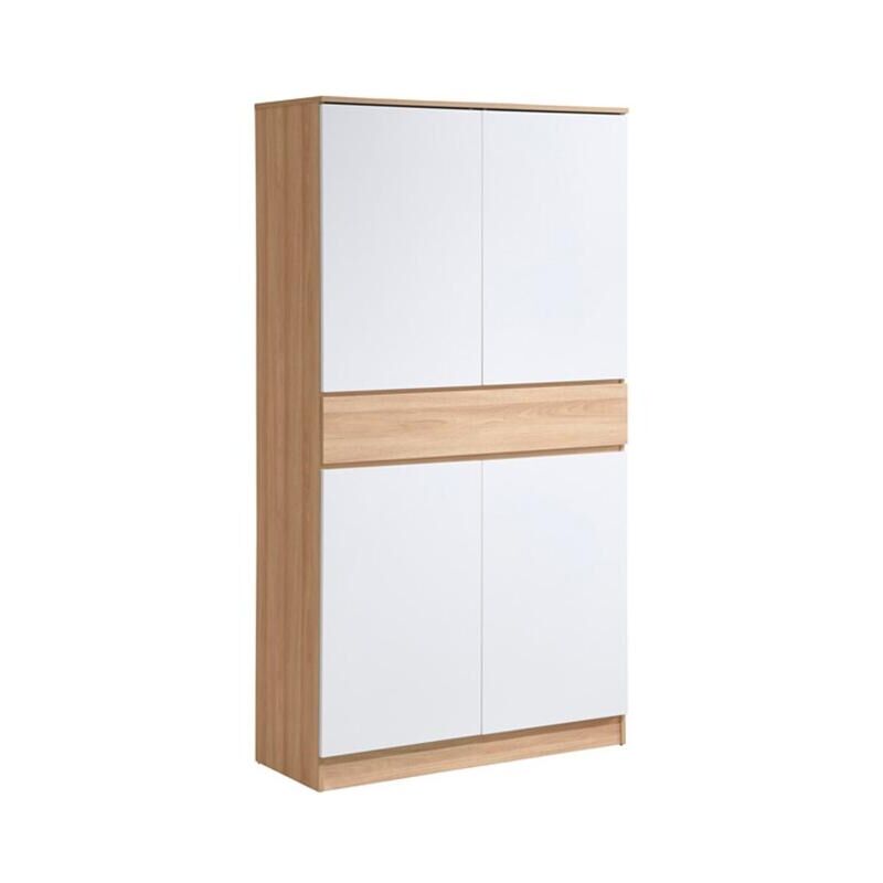 Vente-unique - Meuble à chaussures avec 4 portes et 1 tiroir - Blanc et Naturel - coviana