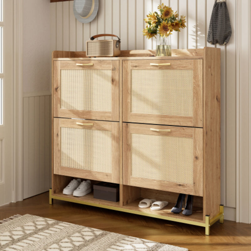 Meuble à chaussures avec 4 portes et étagère supérieure,marron