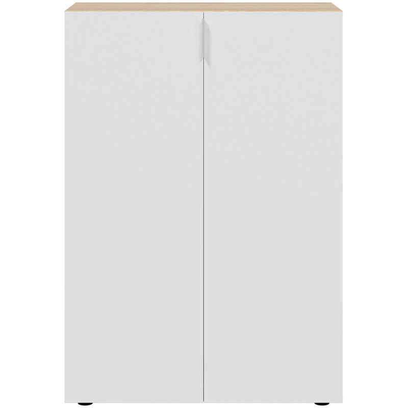 Meuble à Chaussures avec 6 étagéres coloris chêne candien / blanc artic - Hauteur 103 x Longueur 72 x Profondeur 36 cm