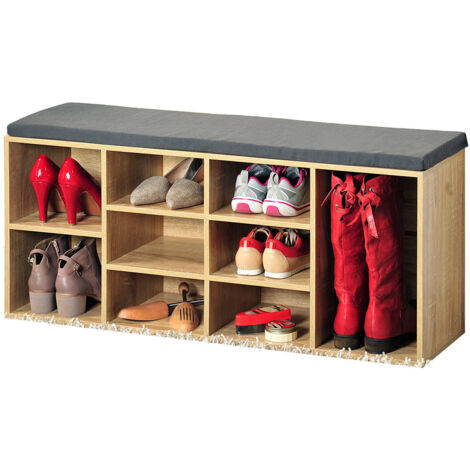 Meuble à chaussures avec coussin d'assise, décor chêne, FSC